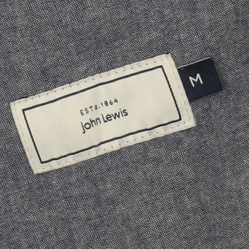 John Lewis Men's Black Cotton Overcoat, M, Classic Style