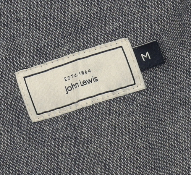 John Lewis Men's Black Cotton Overcoat, M, Classic Style