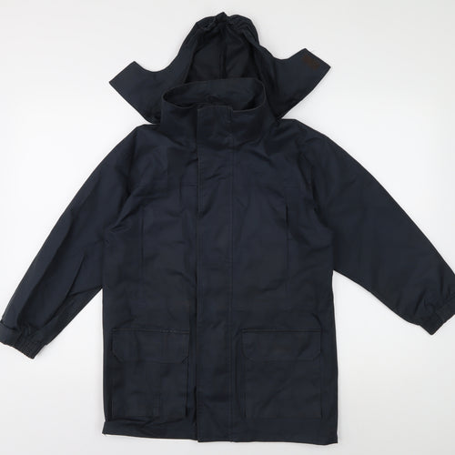Winterbottom's Boys Blue Rain Coat Jacket, L, Hooded, School