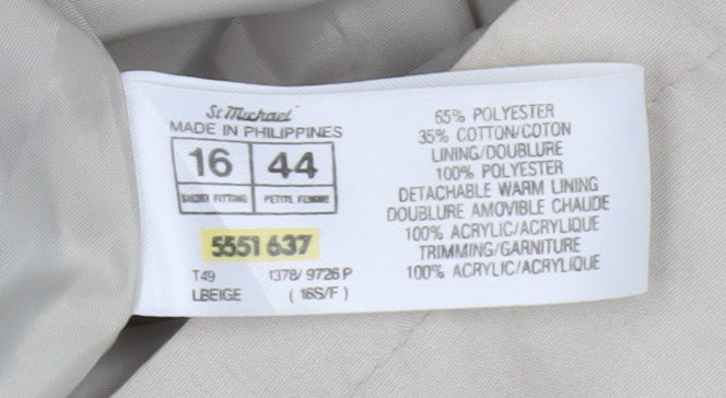 St Michael Women's Beige Trench Coat Size 16 Petites