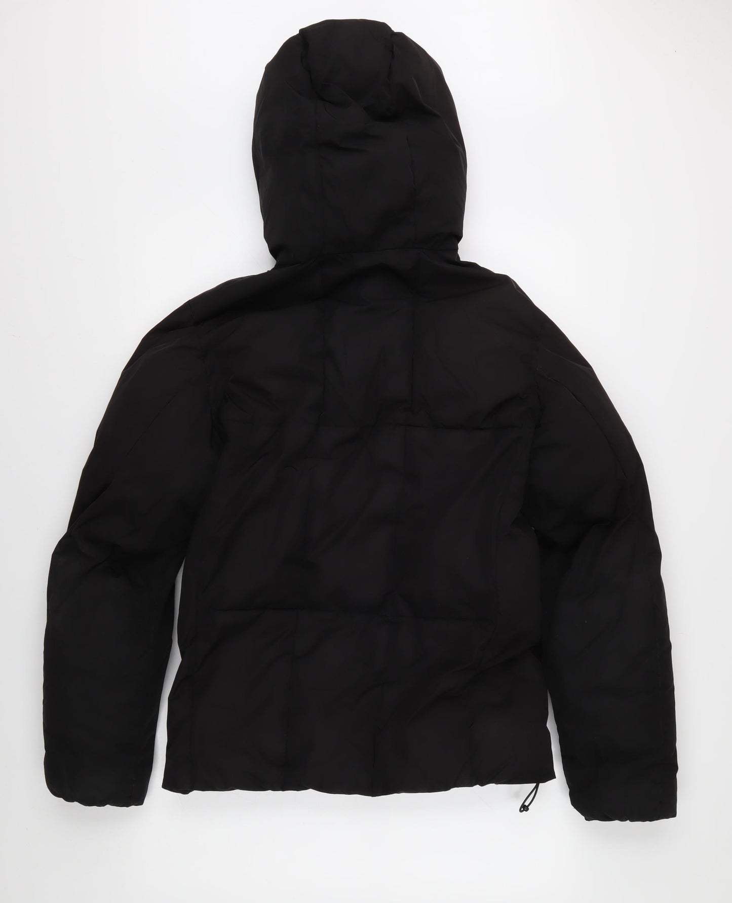 Pull&Bear Men's Black XS Puffer Jacket, Hooded Winter Coat