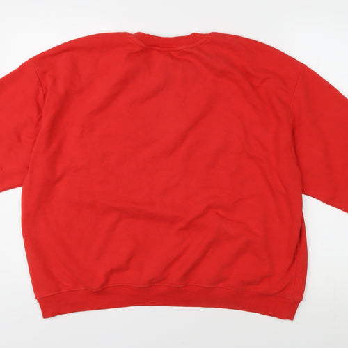 Monki Unisex Red Graphic Pullover Sweatshirt L