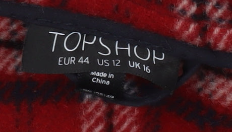 Topshop Women's Black Wool Duffle Coat Size 16