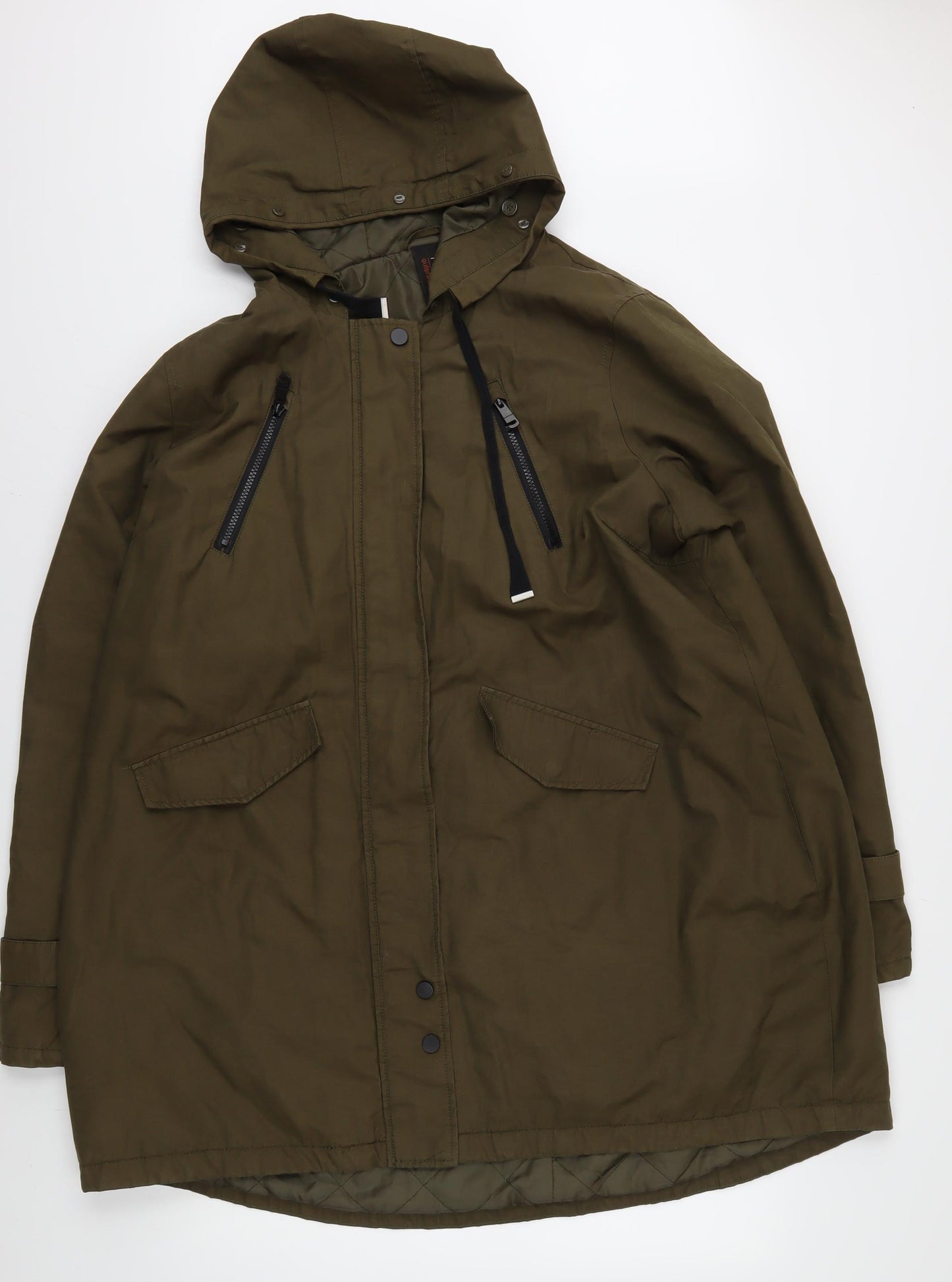 Next Women's Green Parka Coat Size 22 Hooded Casual