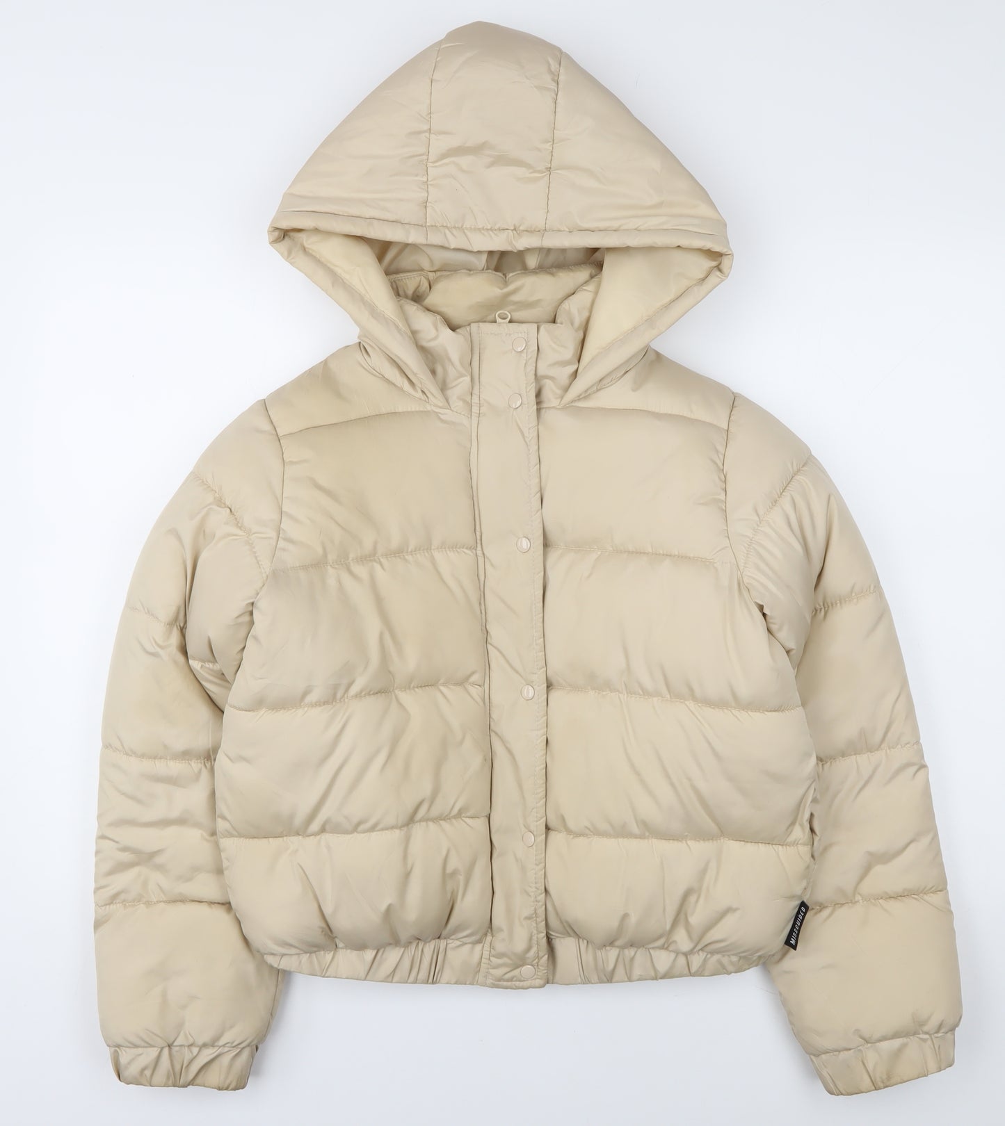 Missguided Women Beige Puffer Jacket Hooded Size 10