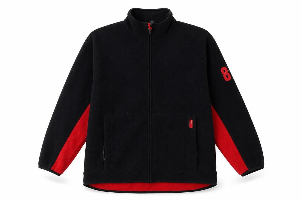 Front view of Rebel Active boys’ black full zip fleece sweatshirt 12 years