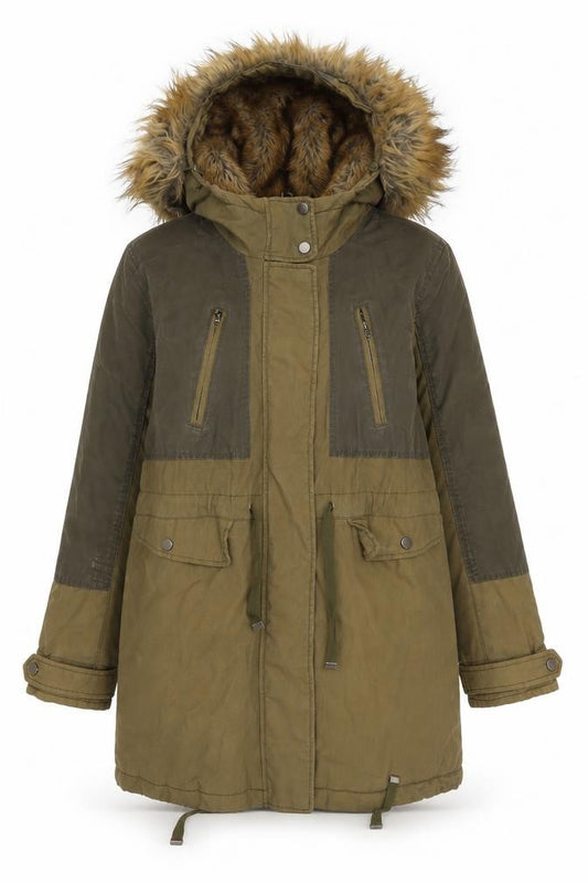 Front view of Topshop Women's Green Parka Jacket -, size 6