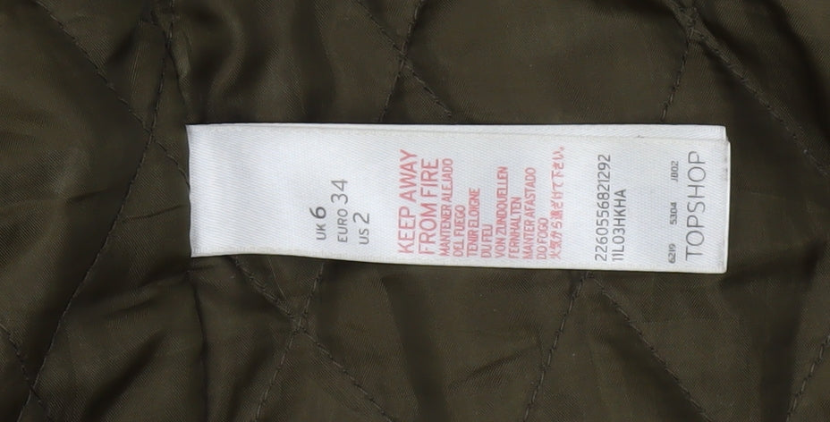 Topshop Women's Green Parka Jacket - Size 6