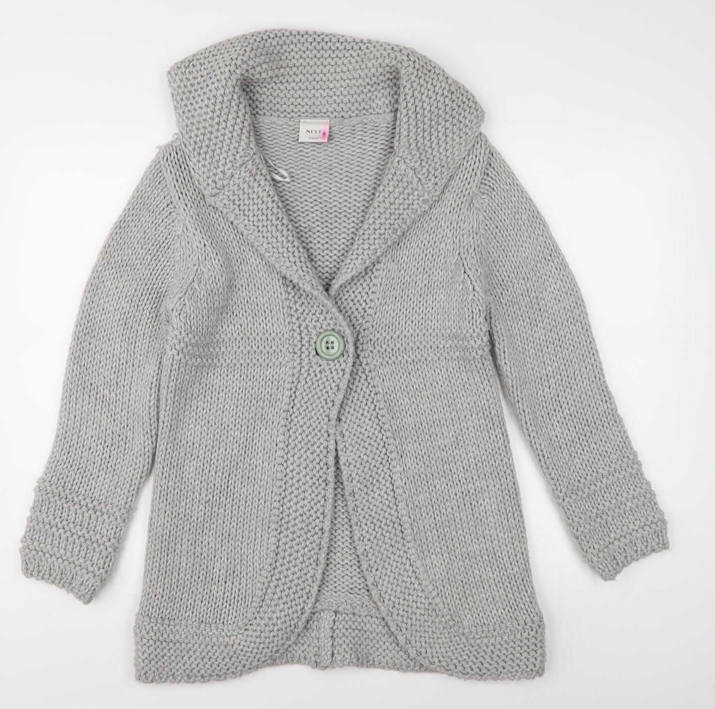 Next Women's Grey M Collared Cardigan Acrylic Wool
