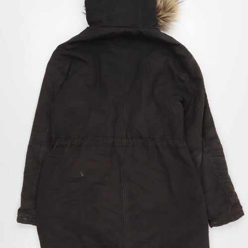 New Look Women's Brown Parka Coat UK 10 Hooded Winter Style