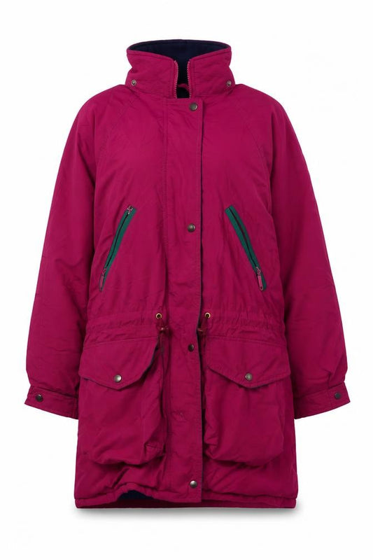 Front view of St Michael Women's Pink Parka Jacket, size 14, Hooded
