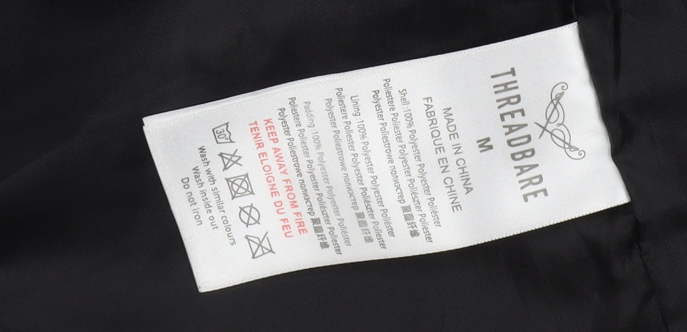 Threadbare Men's Black Puffer Jacket - M, Hooded Casual Wear