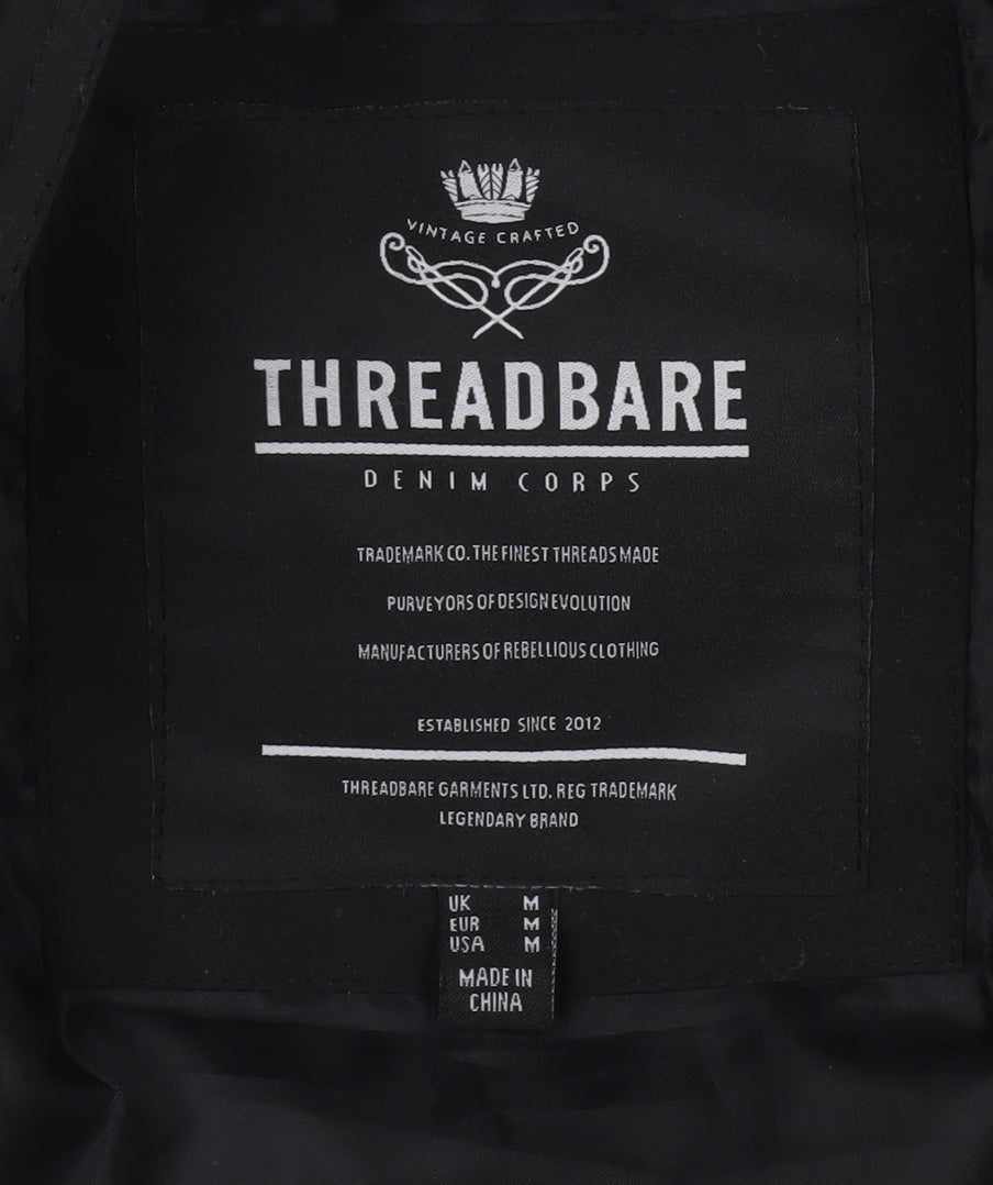 Threadbare Men's Black Puffer Jacket - M, Hooded Casual Wear