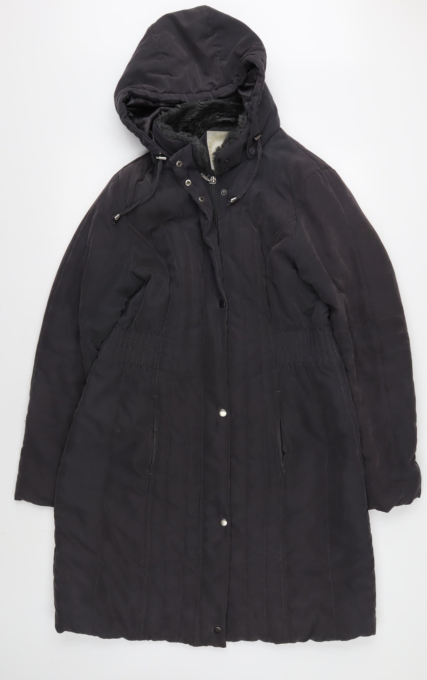 BHS Women's Black Parka Size 14 Hooded Coat