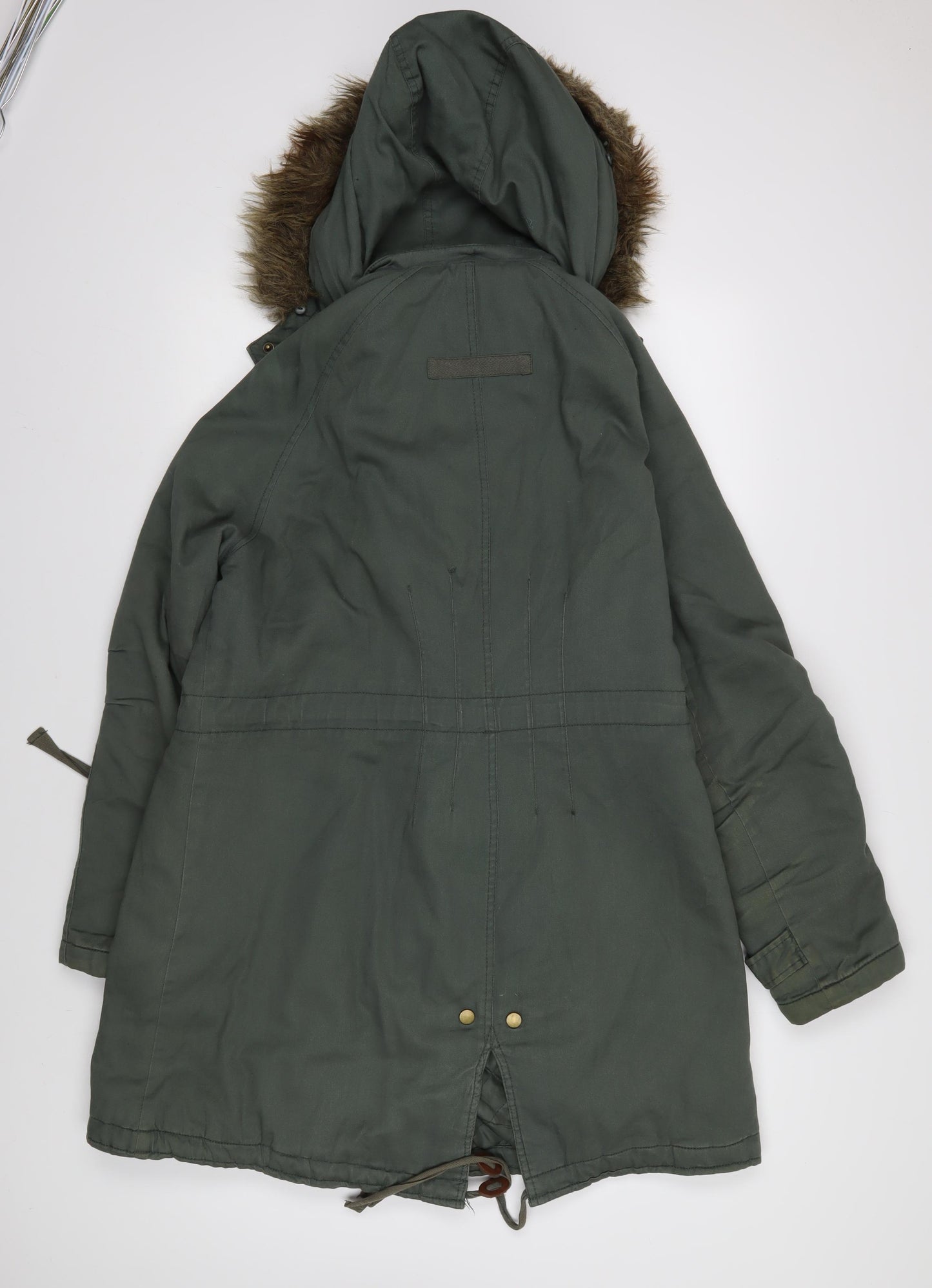 Monsoon Women's Green Parka L - Hooded Long Winter Coat