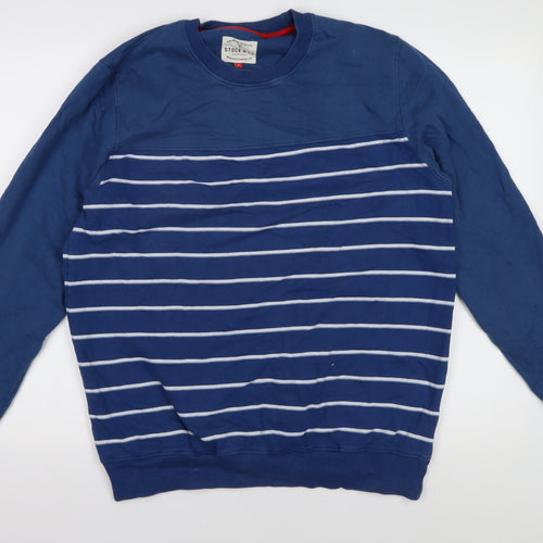 Stock & Co Men's Blue Striped Pullover Sweatshirt M