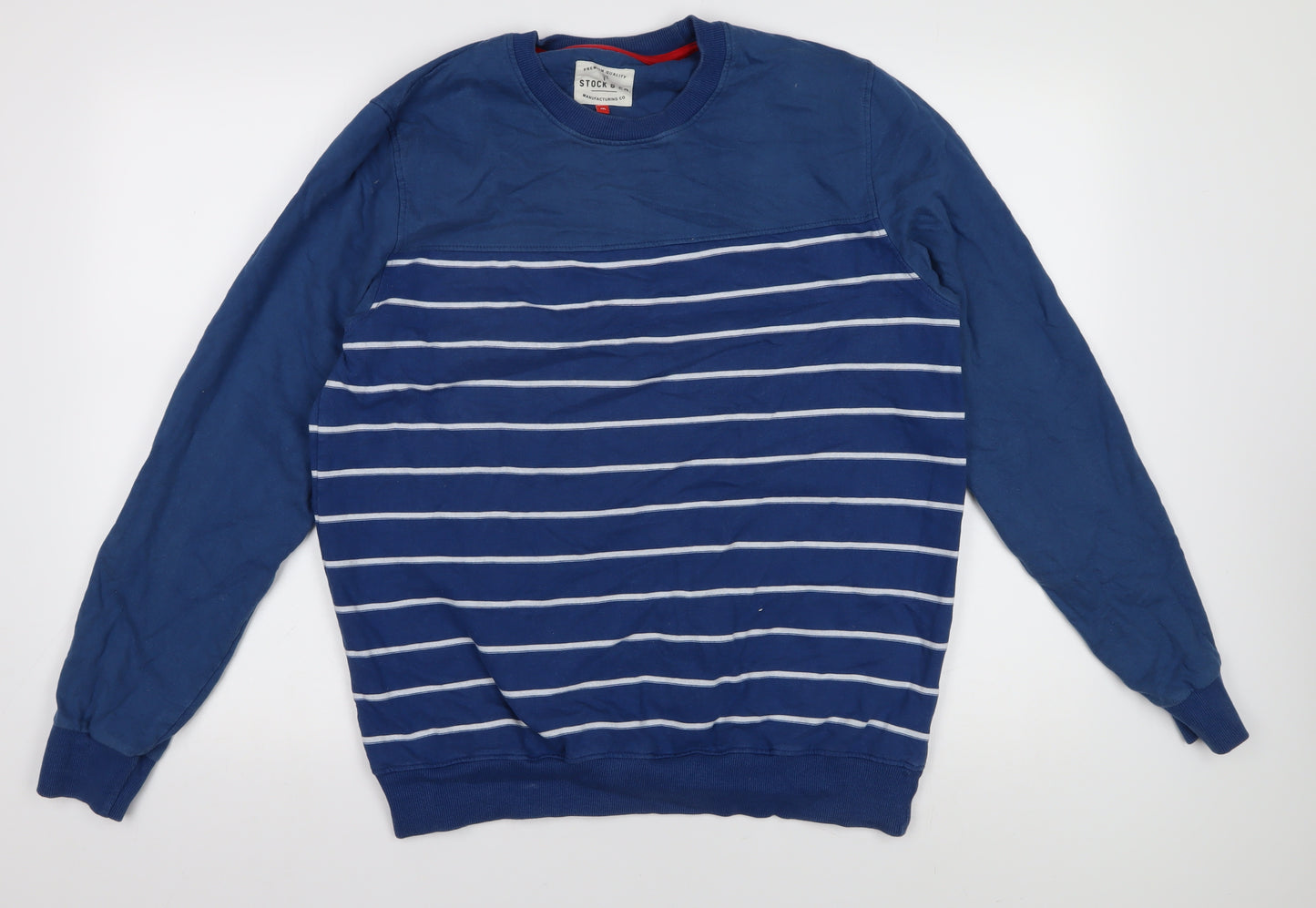 Stock & Co Men's Blue Striped Pullover Sweatshirt M