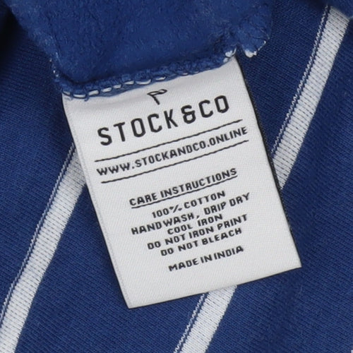 Stock & Co Men's Blue Striped Pullover Sweatshirt M
