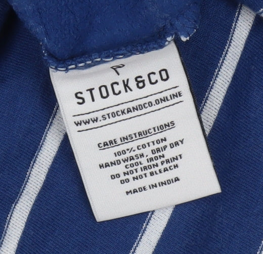 Stock & Co Men's Blue Striped Pullover Sweatshirt M