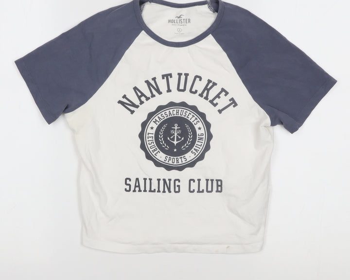 Hollister Boys White and Black Nautical Graphic T-Shirt - S