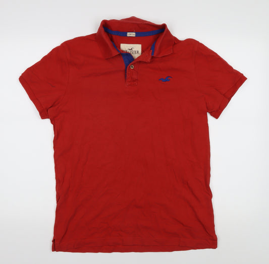 Hollister Men’s Red Polo Shirt Medium Stretch Casual