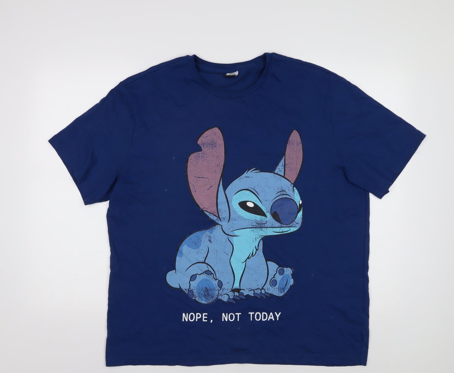 Disney Classics at George Men's Blue T-Shirt XL - Stitch Graphic
