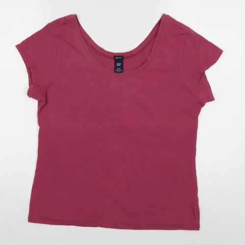 Gap Women's Red Scoop Neck Cotton T-Shirt XL