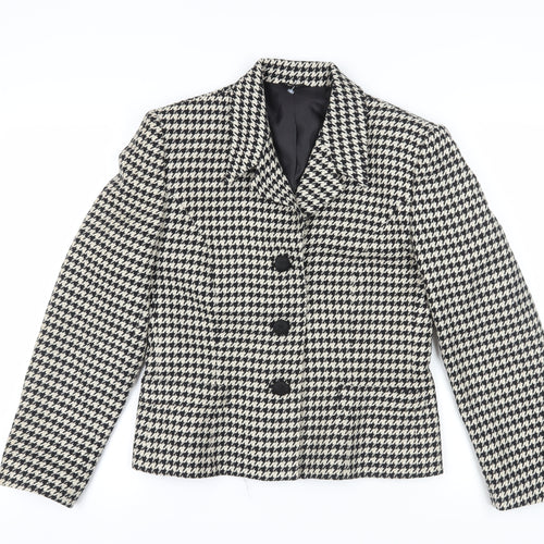 Country Casuals Women's Black Houndstooth Wool Blazer Size 12