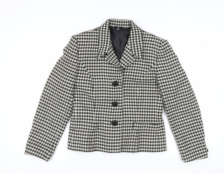 Country Casuals Women's Black Houndstooth Wool Blazer Size 12