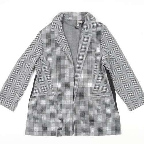 H&M Women's Grey Plaid Blazer Jacket Size 12