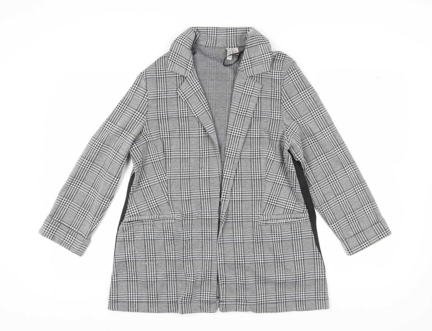 H&M Women's Grey Plaid Blazer Jacket Size 12