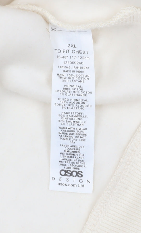 ASOS Men's Ivory Full Zip Hoodie 2XL