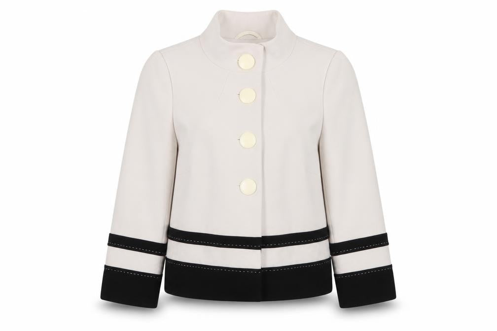 Front view of Principles Women’s White and Black Suit Jacket, size UK 12