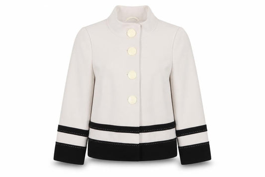 Front view of Principles Women’s White and Black Suit Jacket, size UK 12