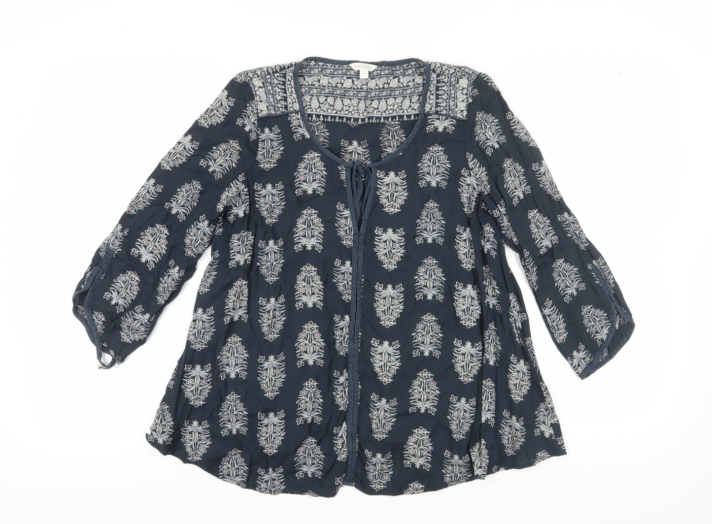 Monsoon Women's Blue Floral Tunic Blouse Size S