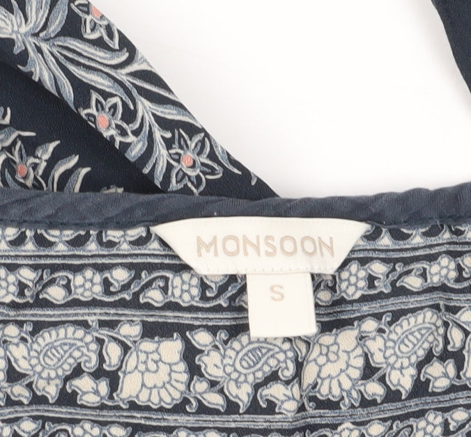 Monsoon Women's Blue Floral Tunic Blouse Size S
