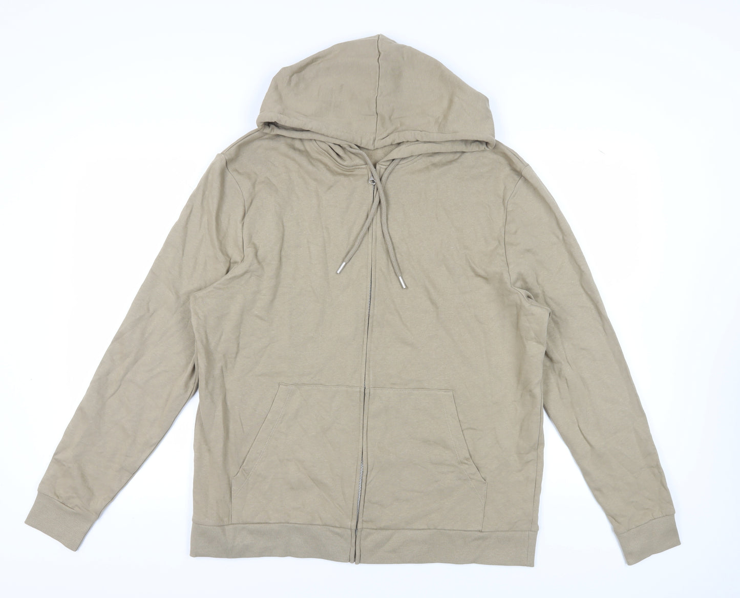 ASOS DESIGN Men's Beige 2XL Full Zip Hoodie