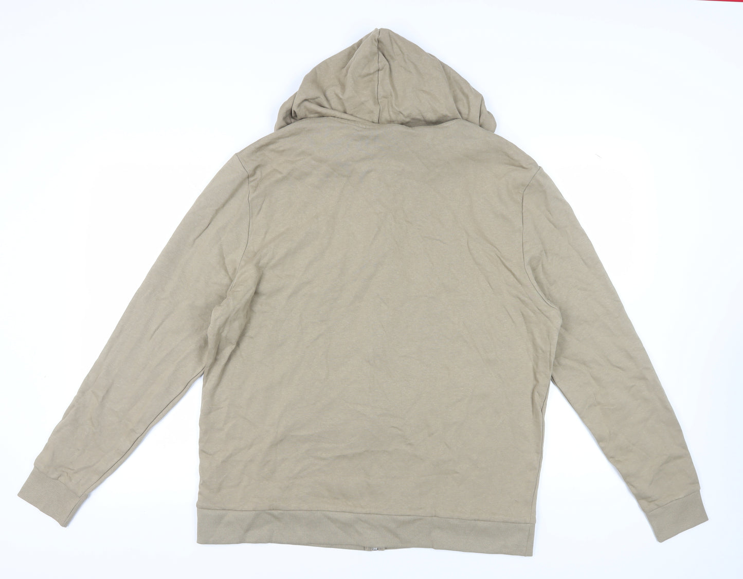 ASOS DESIGN Men's Beige 2XL Full Zip Hoodie