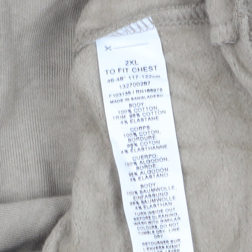 ASOS DESIGN Men's Beige 2XL Full Zip Hoodie