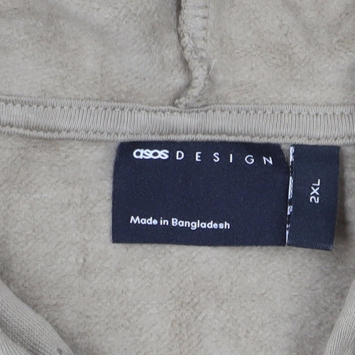 ASOS DESIGN Men's Beige 2XL Full Zip Hoodie