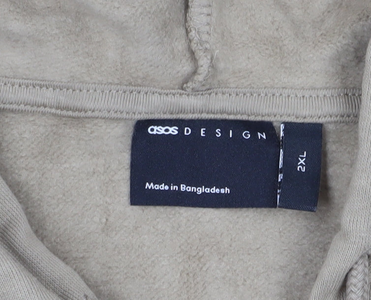 ASOS DESIGN Men's Beige 2XL Full Zip Hoodie