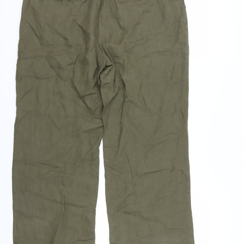 Marks and Spencer Women's Green Linen Trousers