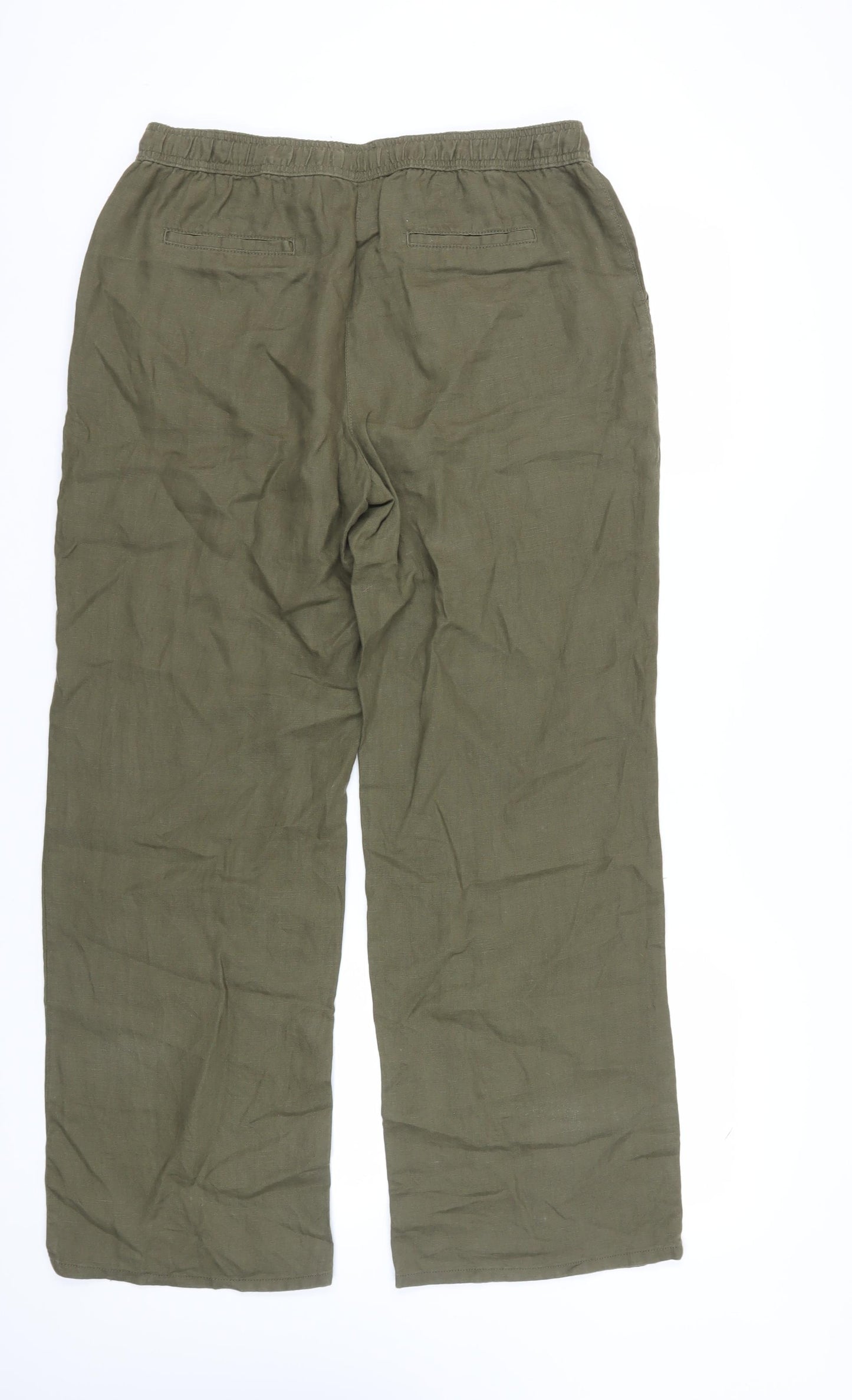Marks and Spencer Women's Green Linen Trousers