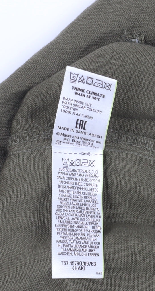 Marks and Spencer Women's Green Linen Trousers
