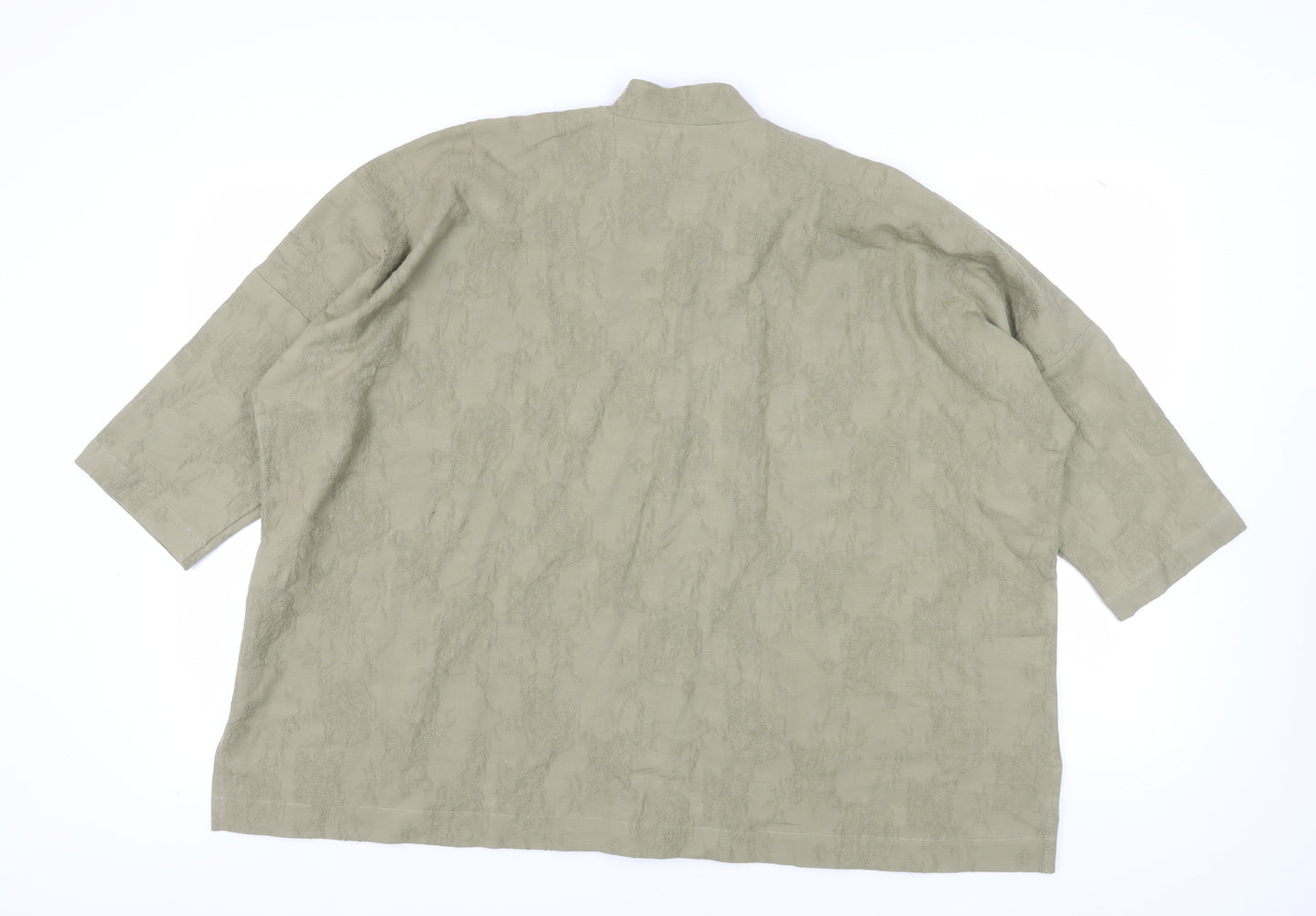 Wall London Women's Beige Button-Up 3/4 Sleeve Top One Size