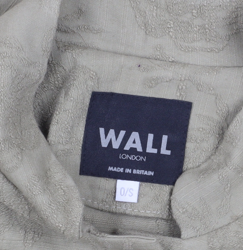 Wall London Women's Beige Button-Up 3/4 Sleeve Top One Size