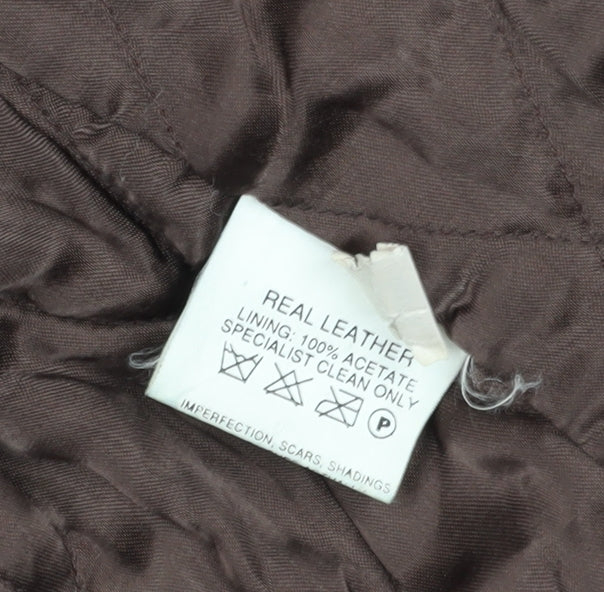 Savannah Men's Brown Leather Jacket - Size M Button Closure