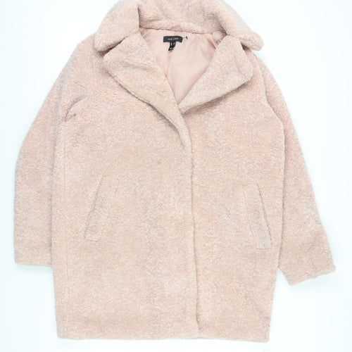 New Look Women's Pink Polyester Overcoat Size 12 Lined