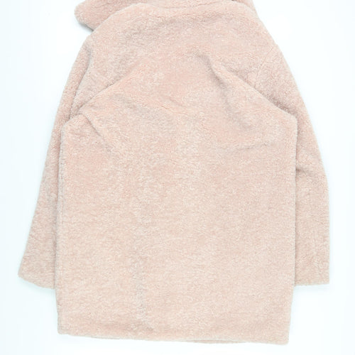 New Look Women's Pink Polyester Overcoat Size 12 Lined