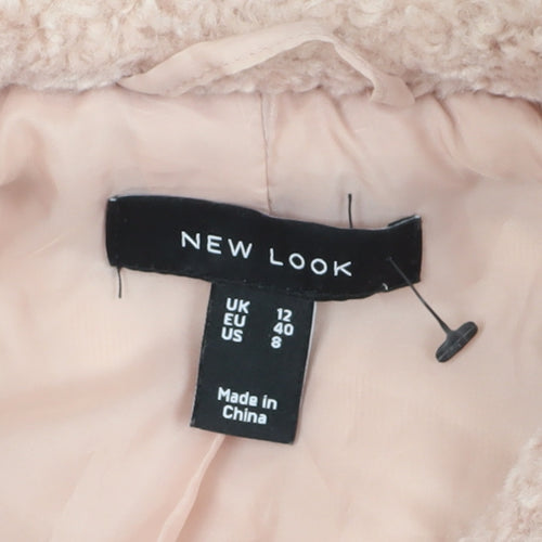 New Look Women's Pink Polyester Overcoat Size 12 Lined